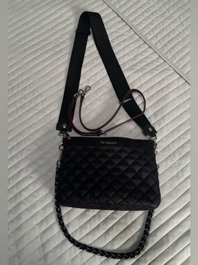 MZ Wallace Black Quilted Crossbody Bag with Removable Straps